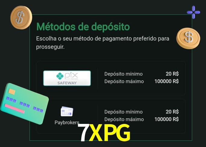 O cassino 7XPG oferece uma grande variedade de métodos de pagamento